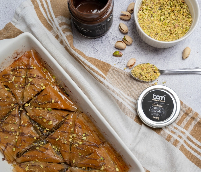 prémiová cokoládová baklava s pistáciami