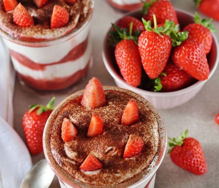 jahodové tiramisu v pohári